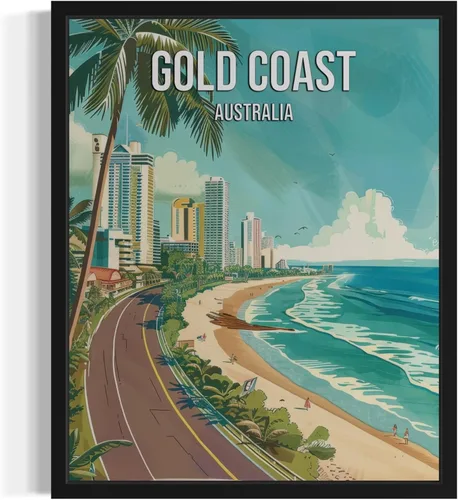 Vista 29 de Póster de paisaje de Adelaide Australia, arte de pared retro vintage, pintura de paisaje de la naturaleza, galería 23