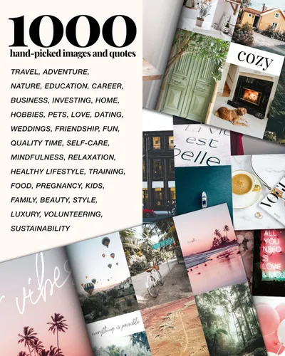 Vista 5 de Libro de tablero de visión para mujeres - Más de 1000 imágenes diversas, citas, ejercicios de autodescubrimiento Kit completo de suministros