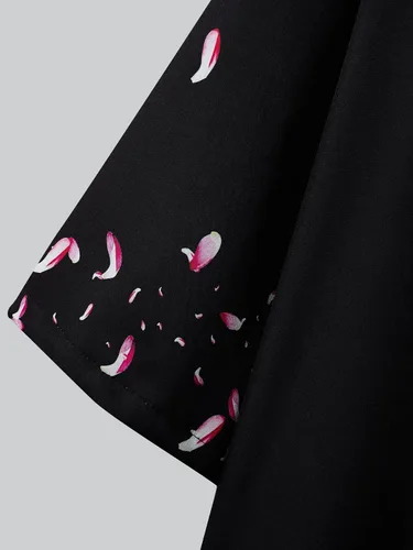 Vista 4 de WDIRARA Kimono de estilo japonés con estampado floral y grúa para hombre