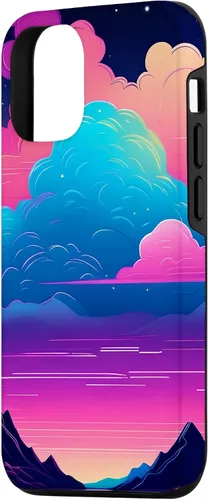 Vista 2 de iPhone 15 Colorful Retro Vaporwave Landscape Synthwave Case
