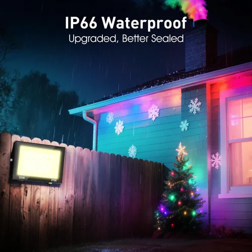 Vista 3 de Luz de Inundación LED al Aire Libre, Luz de Inundación RGB de 50W Cambio de Color, Luces de Paisaje al Aire Libre Impermeables IP66 para Escenario