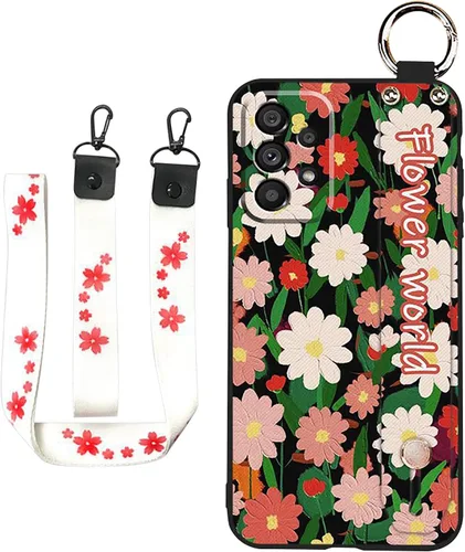 Vista 9 de Funda cruzada compatible con Samsung Galaxy A12 5G, con correa para la muñeca, cordón de silicona suave a prueba de golpes, funda protectora
