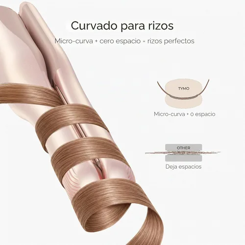 Vista 5 de TYMO Mini plancha plana inalámbrica, rizador de lápiz de 0.65 pulgadas para Rosa