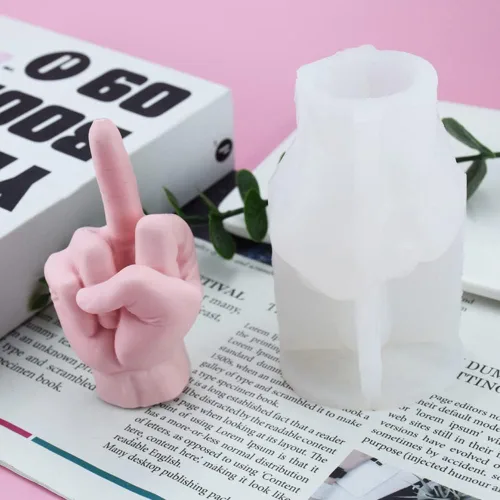 Vista 3 de Molde de silicona en forma de mano 3D para hacer velas, molde de vela de gestos, molde de fundición de resina en forma de dedo medio para hacer