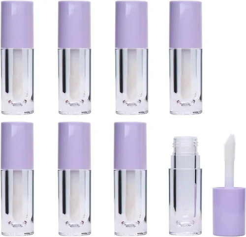 Vista 3 de 8 tubos de brillo de labios con varita vacía, botellas recargables de brillo de labios de 0.3 fl oz, mini botellas de bálsamo labial, contenedores