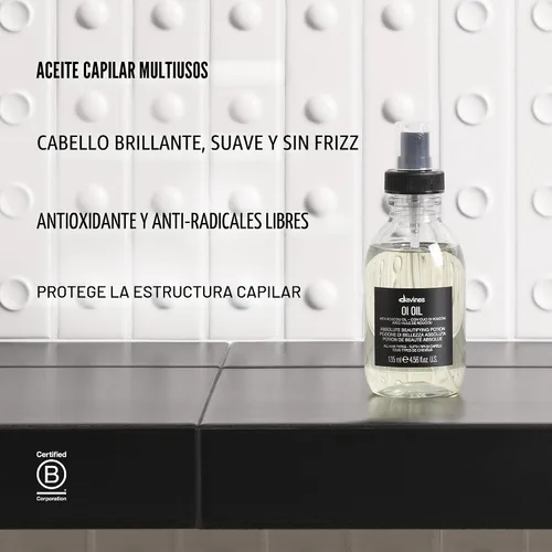 Vista 7 de Davines OI Oil, Multi-Function Potion for All Hair Types - Weightless Anti-Frizz & Shine-Enhancing Serum with Roucou Oil - Detangles & Replenishes