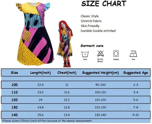 Vista 6 de Vestido de Halloween para niñas pequeñas, disfraz clásico de Sally