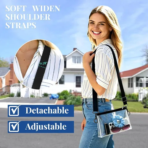 Vista 2 de Bolsas transparentes para estadio para mujer, bolso cruzado pequeño