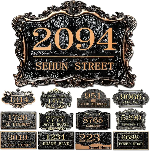 Vista 25 de Placa personalizada de dirección de casa, letrero de dirección de nombre de calle personalizado para números de casa, placa para buzón de garaje