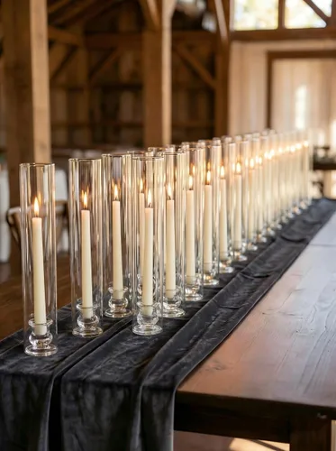 Vista 8 de NUPTIO Candelabros de cristal Hurricane para centro de mesa, 12.6 pulgadas Portavelas a granel con cubierta de chimenea cilíndrica transparente alta