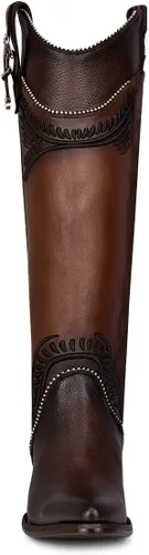 Vista 3 de Cuadra Botas altas de mujer en piel bovina con cremallera marrón