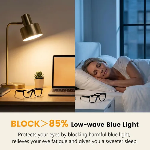 Vista 8 de Eyekepper Blue Light Glasses Men Women, Large Black Eyeglasses