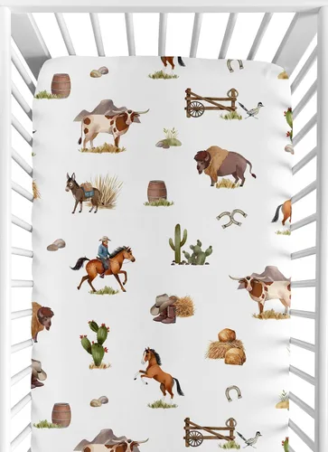 Vista 22 de Sweet Jojo Designs Sábanas bajeras para cuna (vaquero bohemio occidental) para niños, guardería infantil, habitación de niños pequeños, tamaño azul
