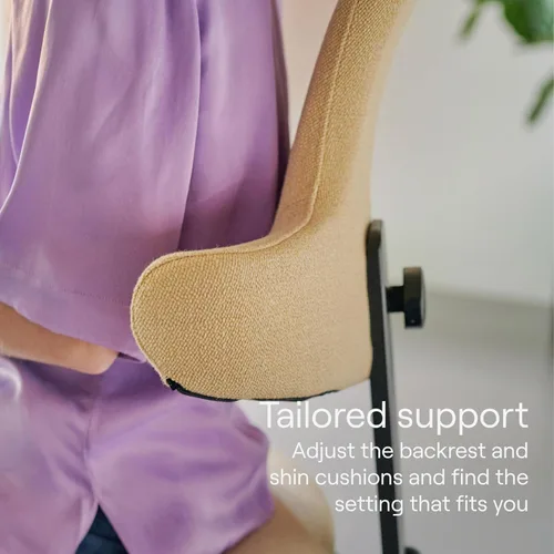 Vista 4 de Varier Thatsit - Silla ergonómica para arrodillarse, altura ajustable, con respaldo y marco de madera de haya para sentarse activamente, 10 años