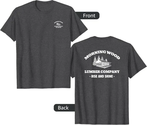 Vista 37 de Morning Wood Lumber Company - Camiseta con estampado de espalda delantera, Negro, S