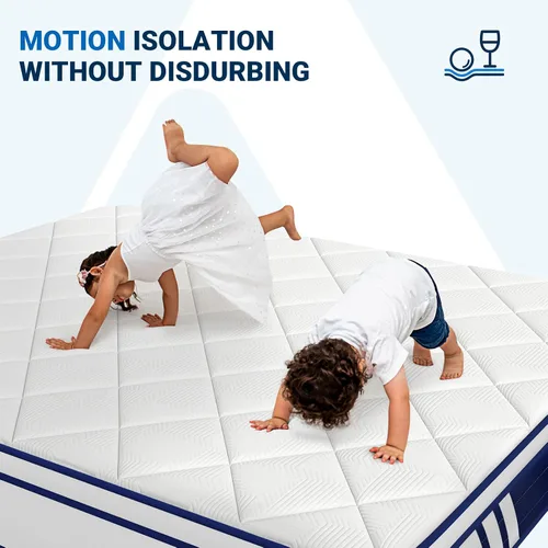 Vista 6 de Avenco Colchón híbrido King de 10 pulgadas en caja con espuma viscoelástica de gel y bobinas de bolsillo individuales, colchón de cama King