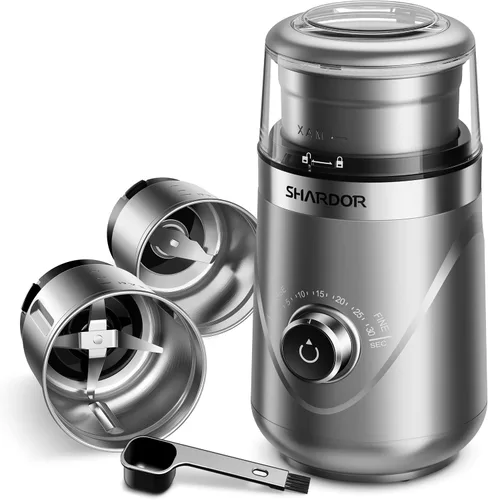 Vista 16 de SHARDOR Molinillo de café eléctrico de hoja súper silenciosa, perilla giratoria de control de molienda temporizada, ajustable grueso a fino