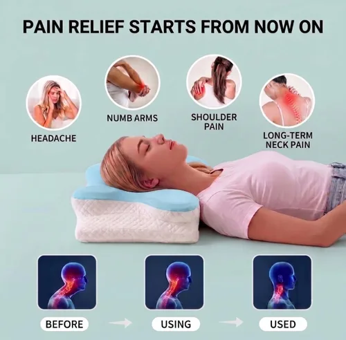 Vista 4 de Almohada cervical cervical para aliviar el dolor de cuello - Almohada Azul