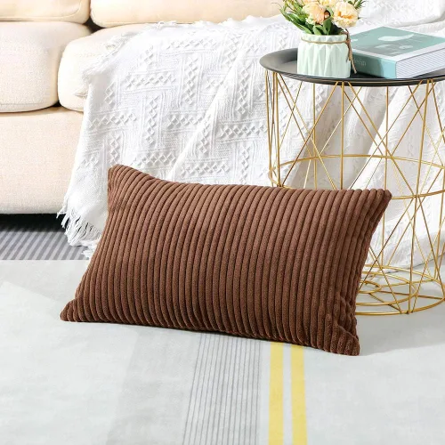 Vista 2 de Artscope Fundas de Almohada de Pana a Rayas Acogedoras Súper Suaves Decorativas Oblongas Fundas de Almohada Decorativa Funda de Cojín para Sofá