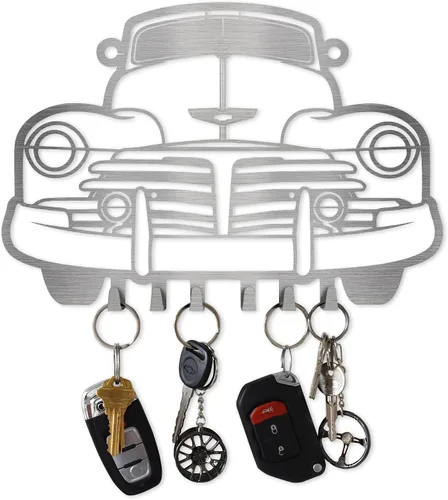 Vista 17 de MOOH Llavero de metal automotriz con 6 ganchos, regalo único para amantes de los automóviles montado en la pared para hombres y mujeres, decoración