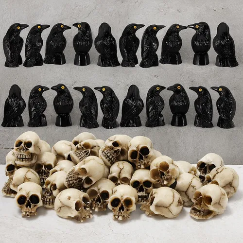 Vista 9 de KatchOn Tela espeluznante y cuervos de Halloween, gasa negra, paquete de 7 Negro