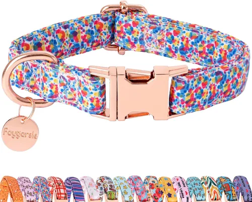 Vista 12 de Faygarsle Collar de perro floral para niñas y perras, collar suave y elegante para mascotas con diseño de flores, collar negro ideal para perros