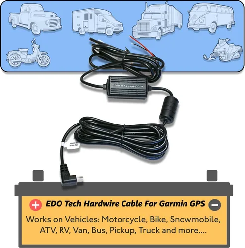 Vista 2 de EDO Tech - Kit de cable de alimentación para Garmin Nuvi DriveSmart 55lmt 56lmt 57lmt 58lmt 65lmt 66lmt 2495lmt 2497lmt 2539lmt 2555lmt 2557lmt
