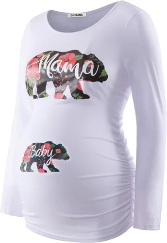 Vista 26 de GINKANA Camiseta de béisbol para mujer, cuello redondo, manga raglán floral, camiseta superior de maternidad, blusa para embarazo Esqueleto A-glow