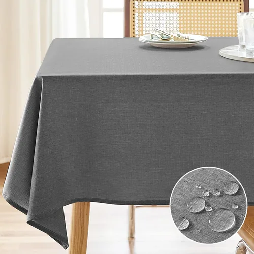 Vista 20 de AUSSPVOCT 2 manteles de lino texturizado para mesa rectangular, 52 x 70 pulgadas, mantel rectangular impermeable, lavable, tela para mesa