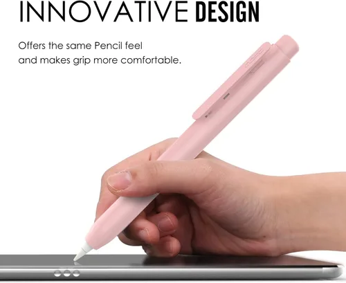 Vista 8 de Estuche con Soporte MoKo para Lápiz Apple 1ª Generación, Funda Protectora Retráctil para Lápiz iPad con Clip Resistente, Rosa Funda protectora