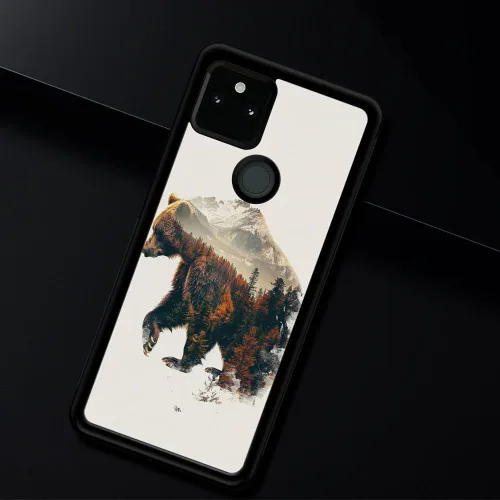 Vista 4 de Funda compatible con Google Pixel 5A 5G, diseño de oso de bosque de otoño, diseño increíble a prueba de golpes, antiarañazos, carcasa trasera