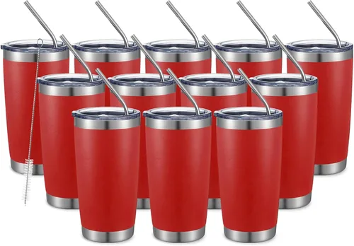 Vista 44 de COMOOO Vaso Térmico de 20 onzas al por Mayor con Aislamiento al Vacío de Doble Pared, Taza de Viaje de Acero Inoxidable con Tapa y Pajita
