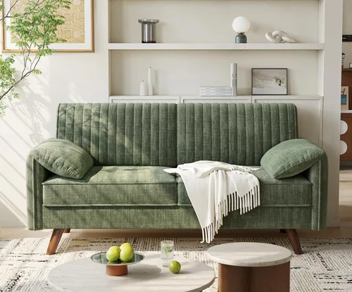 Vista 11 de Sofá Loveseat de 64.5", Sofá Loveseat de Chenilla para Sala de Estar, Asiento Profundo de 23.2" Love Seat con Brazos Acolchados, Cómodos Sofás