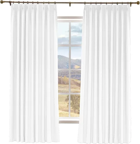 Vista 19 de Macochico Cortinas opacas de lino sintético de 52 pulgadas de ancho x 63 pulgadas de largo, panel de cortinas plisadas para dormitorio, aulas