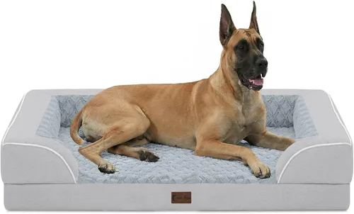Vista 137 de Camas ortopédicas para perros grandes, cama de espuma viscoelástica impermeable para mascotas grandes con lados 89x56 cm, sofá para perros grandes