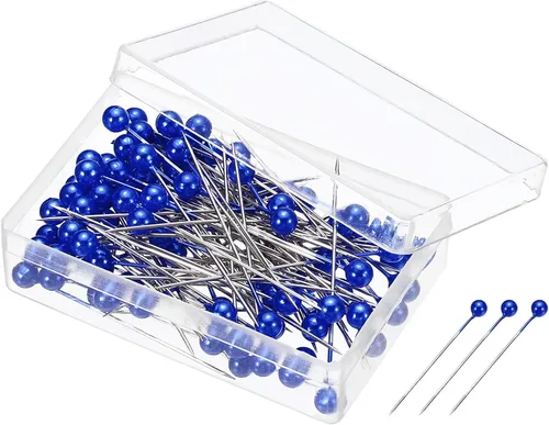 Vista 23 de PATIKIL Alfileres de costura perlados, 1 juego de agujas de cabeza de bola de acero inoxidable para decoración de modista, color azul