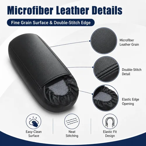 Vista 4 de NLQR 2 piezas fundas de repuesto para reposabrazos de asiento de cuero negro compatibles con Ford F150 F250 F350 F450 F550 Excursion 1999 2000 2001