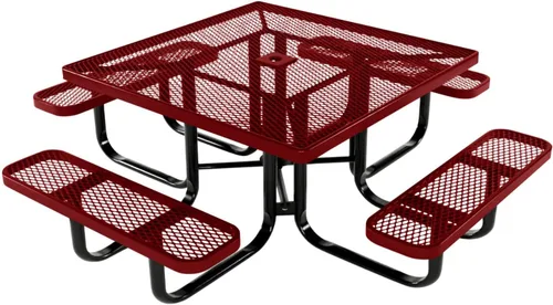 Vista 114 de COATEDOUTDOORFURNITURE Mesa de picnic cuadrada de 46 pulgadas, expandida, color negro