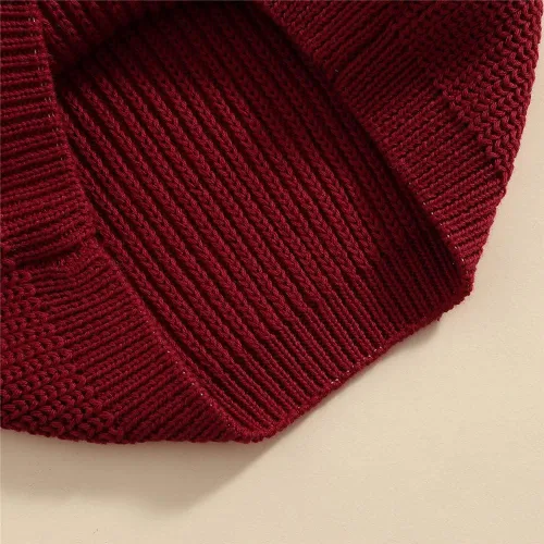 Vista 4 de Suéter de punto para bebé niña y niño, sudadera cálida con cuello redondo y manga larga para bebé