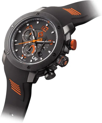 Vista 3 de LIV GX1 - Reloj clásico resistente con cronógrafo suizo de 1.77 pulgadas, 316L SS, 3D multicapa con fecha rápida, resistente a los arañazos Caja IP