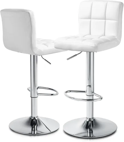 Vista 21 de MoNiBloom Taburetes de Bar Modernos de Cuero PU Ajustables Giratorios con Reposapiés y Respaldo, Taburetes de Bar de Mostrador de Cocina sin Brazos