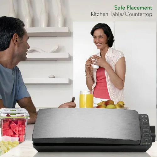 Vista 2 de NutriChef Sellador al vacío versión actualizada Sistema automático de sellado de aire al vacío para conservación de alimentos con kit de inicio