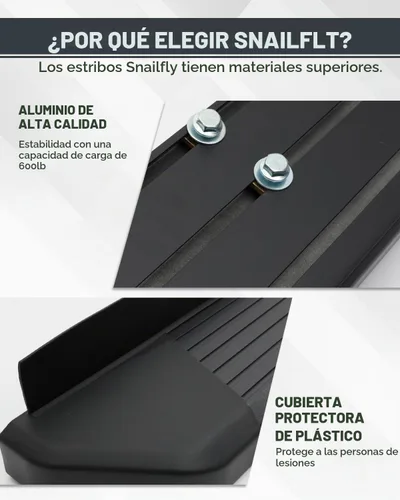 Vista 6 de Estribos Snailfly para Honda Pilot 2023-2026, pasos laterales de aluminio con capacidad de carga de 600 LBS 600 LBS Load, No-Drill Step Rails with