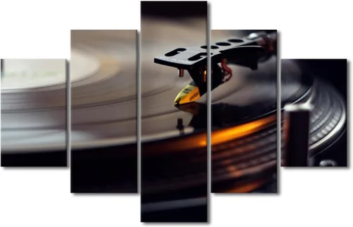 Vista 65 de Lienzo decorativo para pared, diseño de DJ Music Mixes the Track HD impreso en pinturas, 5 piezas de imágenes abstractas para sala de estar, obra
