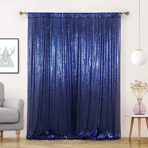 Vista 30 de Cortinas de Fondo de Lentejuelas Negras Cortinas Brillantes con Purpurina 2FTx8FT 2 Paneles para Decoraciones de Bodas Fiestas de Cumpleaños