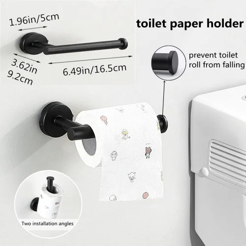 Vista 3 de szhdxsy - Juego de 6 accesorios de baño negro mate, soporte para toallas de acero inoxidable SUS 304 montado en la pared, incluye toallero de 16