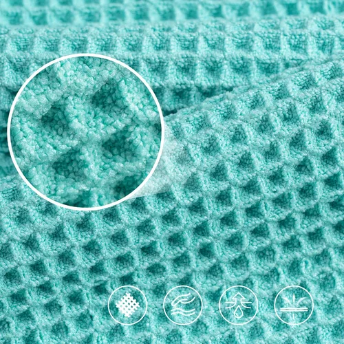 Vista 5 de POLYTE Toalla de baño de microfibra de gran tamaño de 430 GSM, de secado rápido, sin pelusas, 60 x 30 pulgadas, paquete de 4 (tejido de waffle)