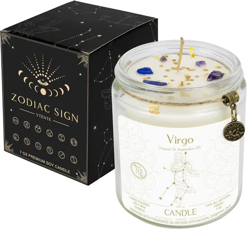 Vista 11 de Regalos de Aries para mujeres, Velas del signo zodiacal Aries, Velas de cristal regalo de astrología, Velas perfumadas regalos para mujeres Mamá