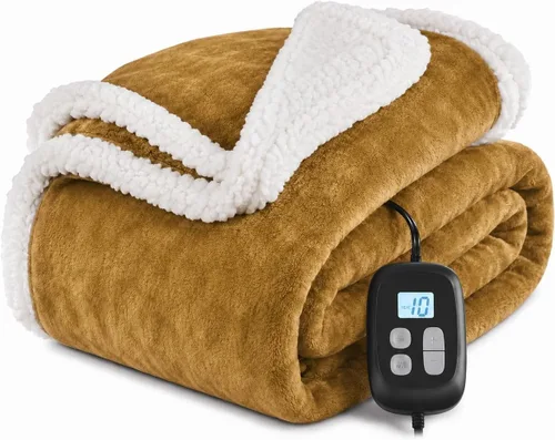 Vista 30 de Manta térmica eléctrica tamaño Full de 72 x 84 pulgadas, manta cálida de franela súper suave con 10 ajustes de calor, temporizador de apagado