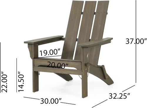 Vista 3 de Christopher Knight Home Zuma Silla Adirondack plegable para exteriores, madera de acacia, color gris